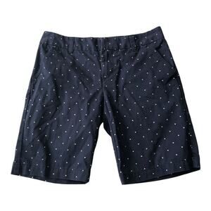Tommy Hilfiger Womens Shorts Size 4 Polka Dot Navy Blue Bermuda Shorts Mid Rise